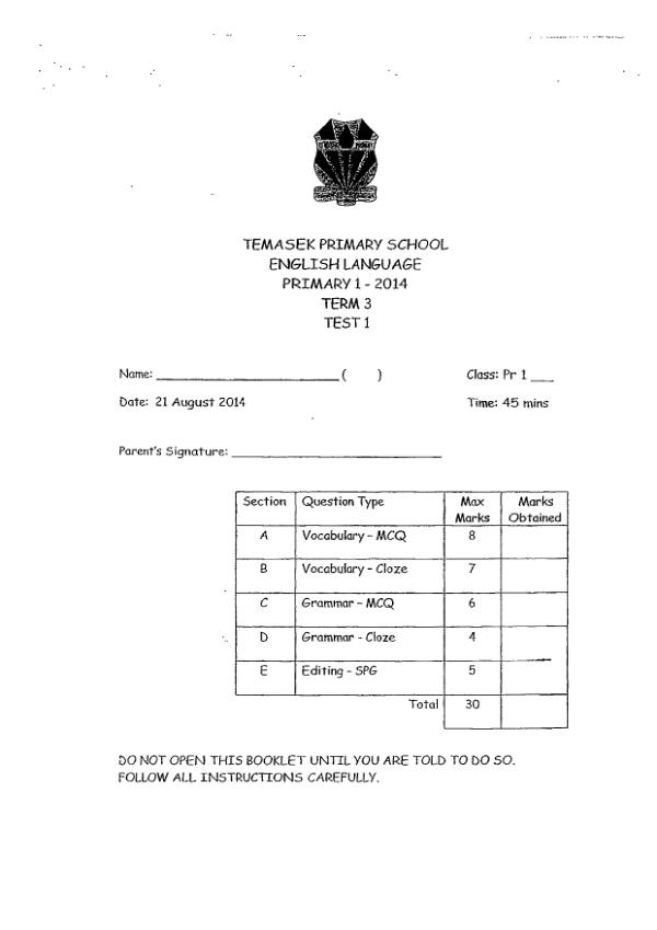 Temasek P1 Eng WA3 2014 exam paper PDF preview