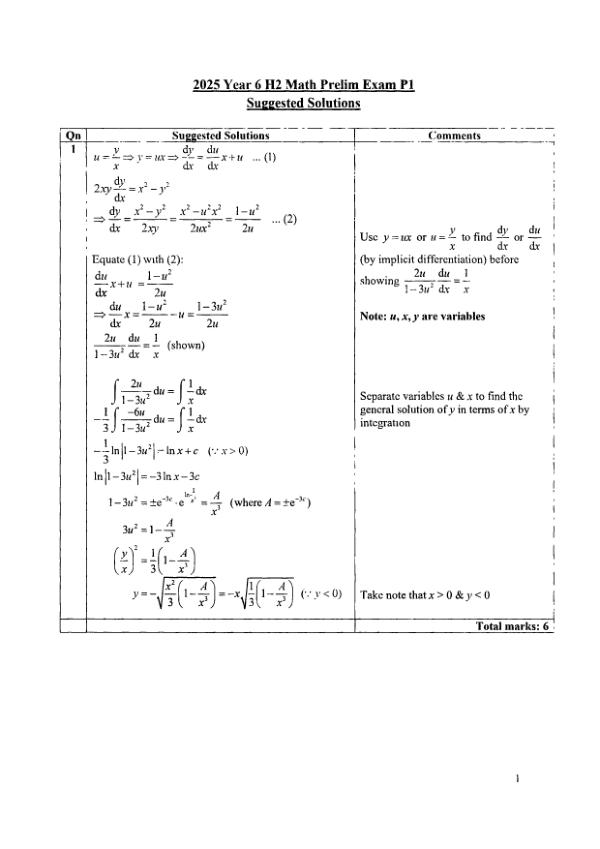 Testpaper Year : 2025 Testpaper Type : Prelims Testpaper Subject : Maths-H2 Download This Testpaper A Level Maths_H2 Prelim 2025 exam paper PDF preview