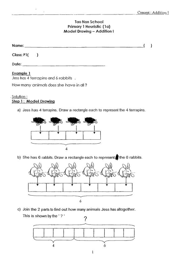 Tao Nan P1 Math WA1 2013 exam paper PDF first page preview
