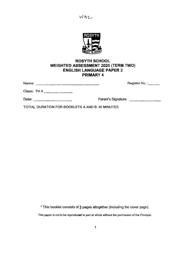 First page preview of P4 Eng 2025 WA2 — Rosyth