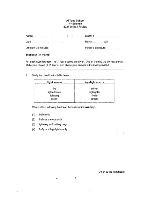 First page preview of P4 Sci 2024 WA3 — Ai Tong