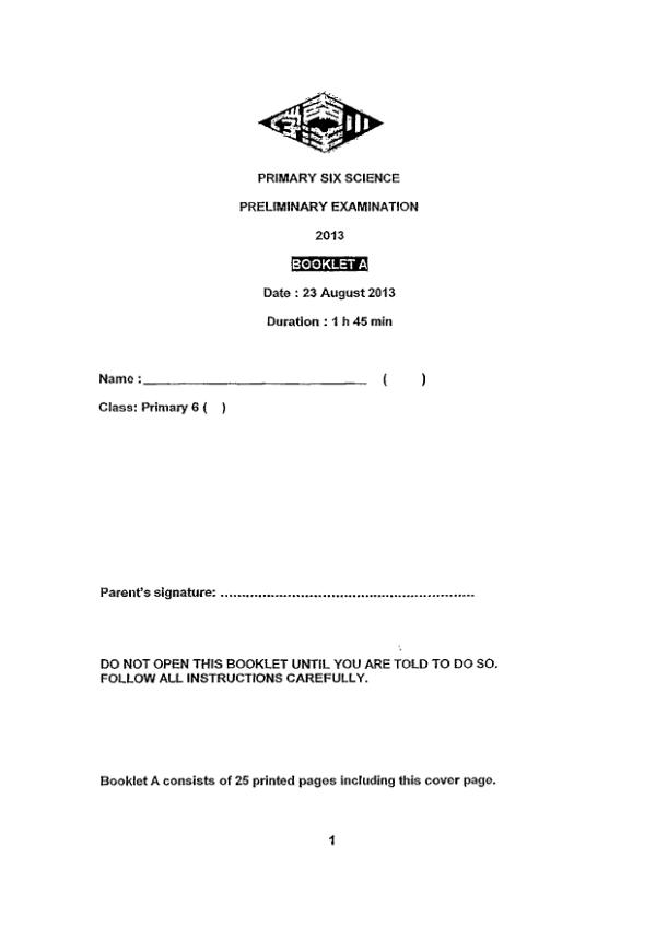 Nanyang P6 Sci SA2 2013 exam paper PDF preview