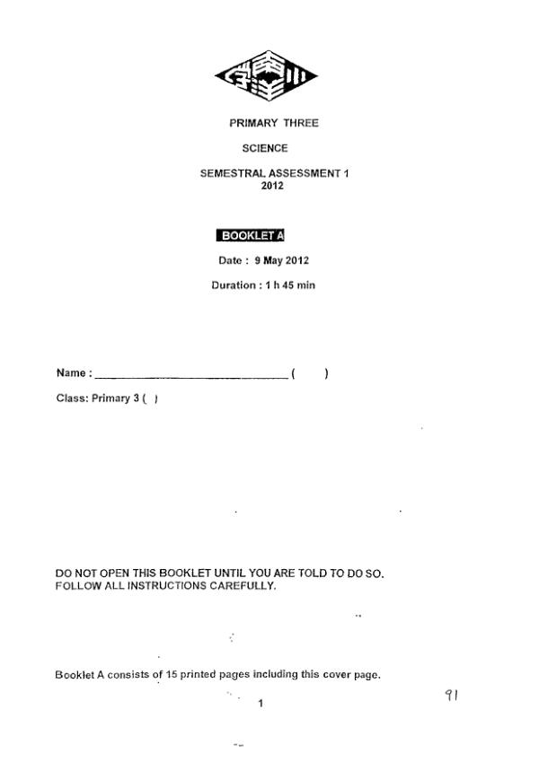Nanyang P3 Sci WA2 2012 exam paper PDF preview