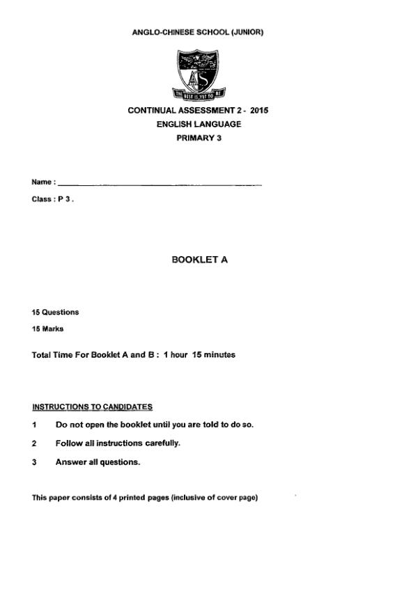 Anglo Chinese P3 Eng WA3 2015 exam paper PDF preview