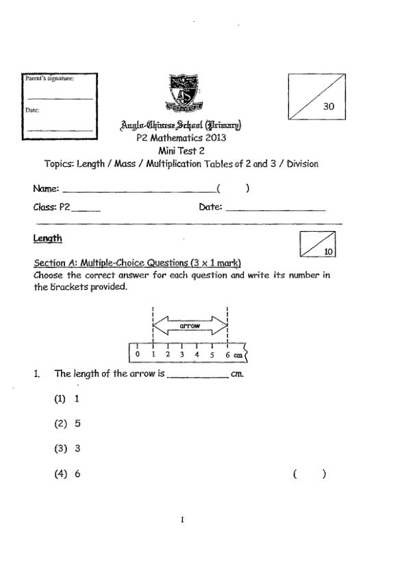 Anglo Chinese P2 Math WA2 2013 exam paper PDF preview