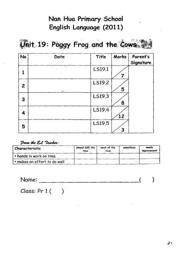 Nan Hua P1 Eng SA2 2011 exam paper PDF preview