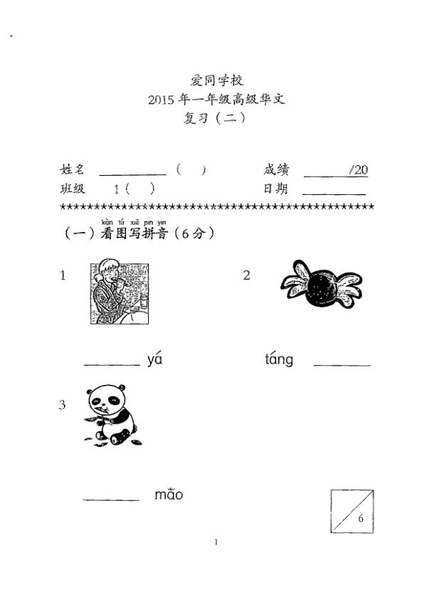 Ai Tong P1 Chi SA2 2015 exam paper PDF first page preview