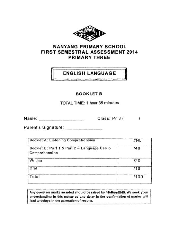 Nanyang P3 Eng WA2 2014 exam paper PDF preview