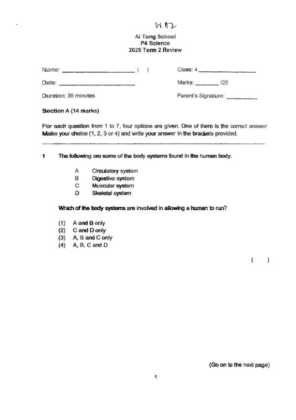 First page preview of P4 Sci 2025 WA2 — Ai Tong