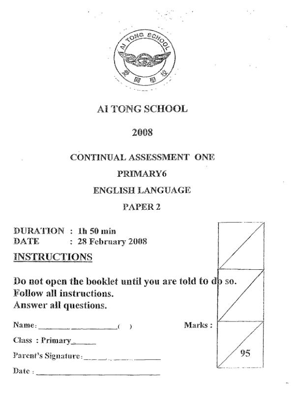 Ai Tong P6 Eng WA1 2008 exam paper PDF preview