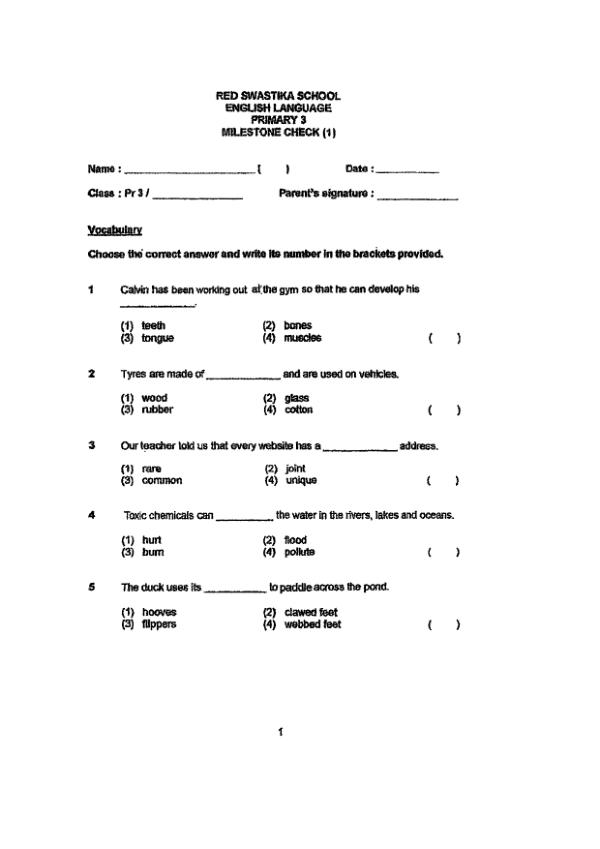 Red Swastika P3 Eng WA2 2021 exam paper PDF first page preview