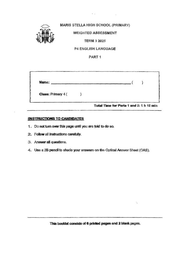 First page preview of P4 Eng 2025 WA2 — Maris Stella High