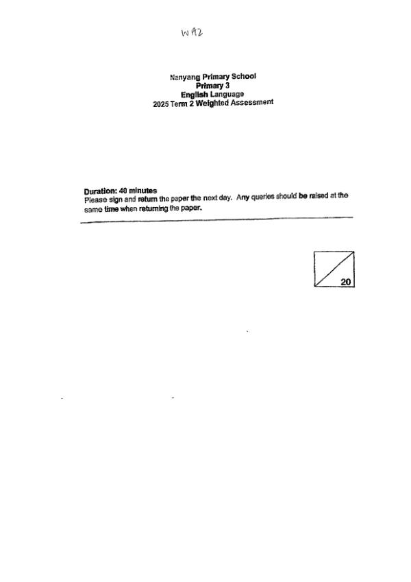 First page preview of P3 Eng 2025 WA2 — Nanyang