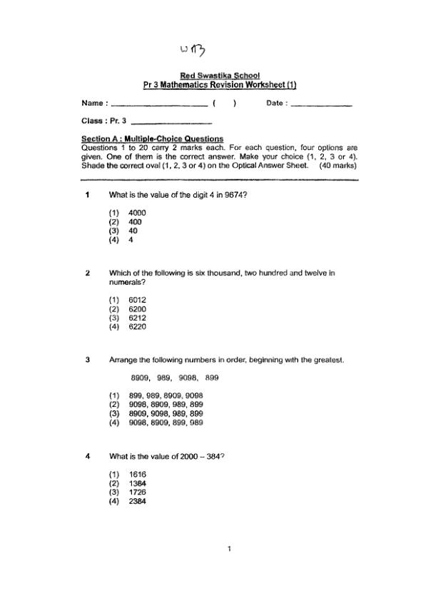 First page preview of P3 Math 2025 WA3 — Red Swastika