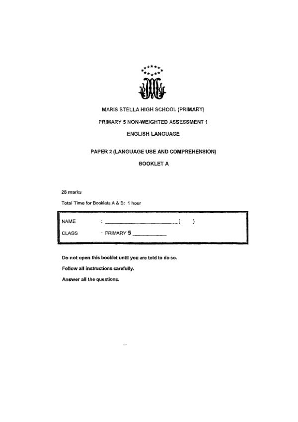 First page preview of P5 Eng 2023 WA2 — Maris Stella High