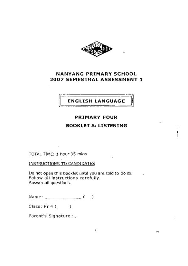 Nanyang P4 Eng WA2 2007 exam paper PDF preview