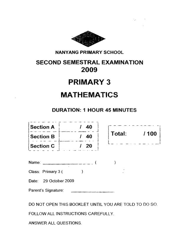 Nanyang P3 Math SA2 2009 exam paper PDF preview