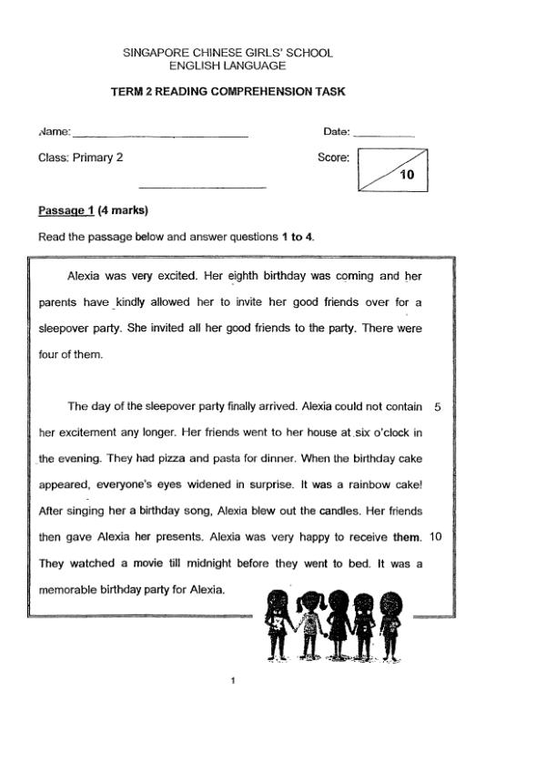 Singapore Chinese Girls P2 Eng WA2 2019 exam paper PDF first page preview