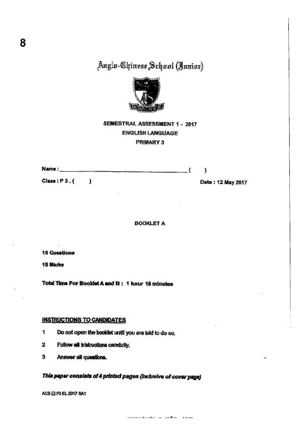 Anglo Chinese P3 Eng WA2 2017 exam paper PDF preview