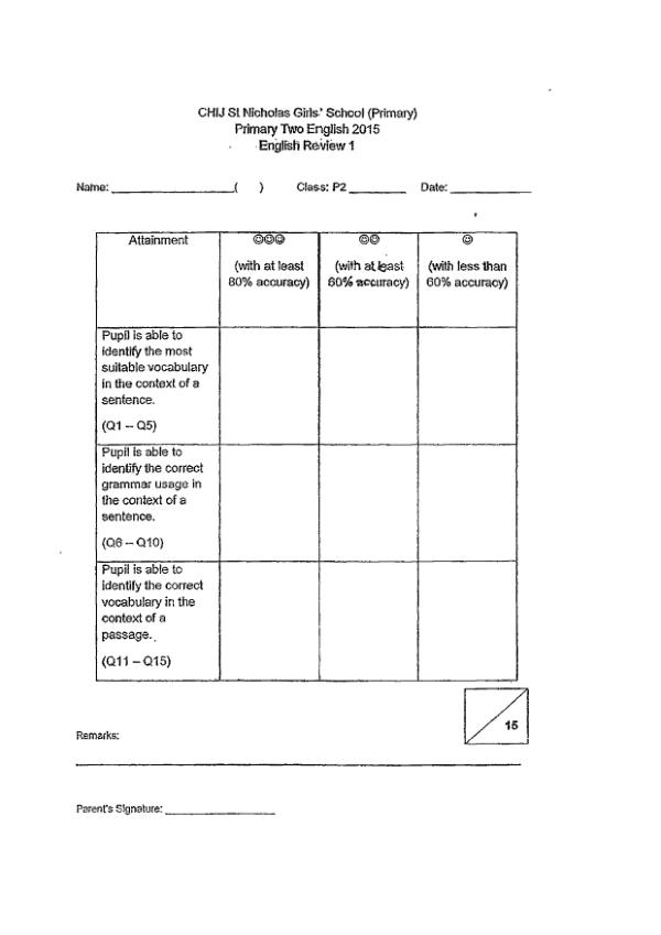 CHIJ P2 Eng WA2 2015 exam paper PDF first page preview