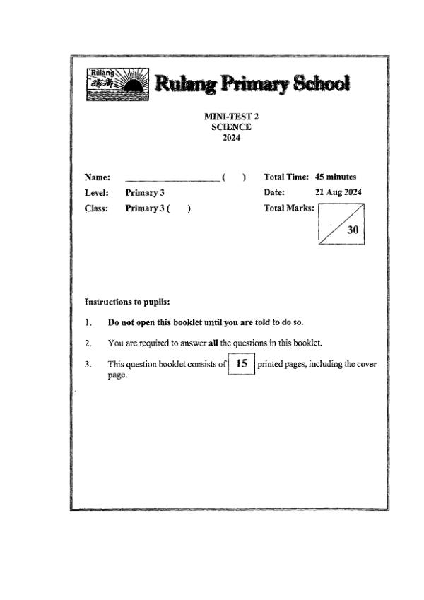 First page preview of P3 Sci 2024 WA2 — Rulang