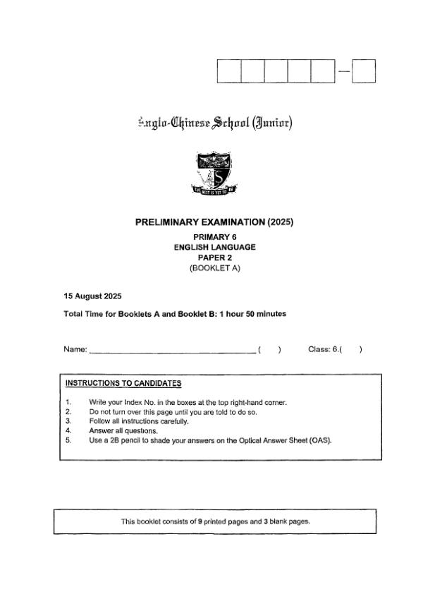 First page preview of P6 Eng 2025 SA2 — Anglo Chinese