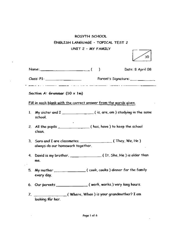 Rosyth P1 Eng WA1 2008 exam paper PDF preview