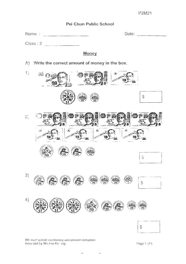 First page preview of P2 Math 2019 SA2 — Pei Chun