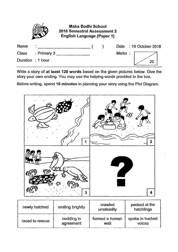 Maha Bodhi P3 Eng SA2 2018 exam paper PDF first page preview