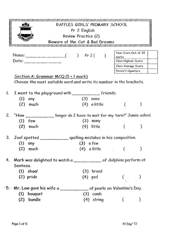 Raffles Girls P2 Eng WA3 2013 exam paper PDF first page preview