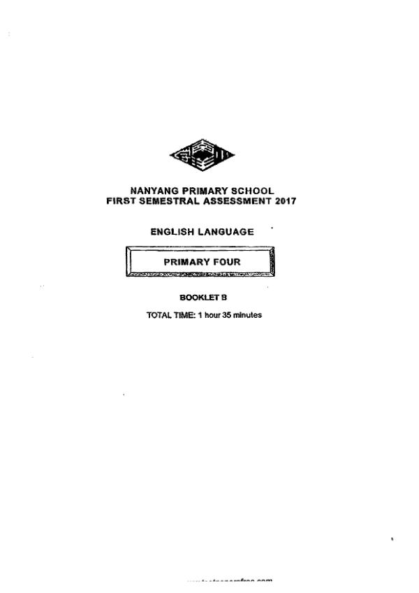 Nanyang P4 Eng WA2 2017 exam paper PDF first page preview