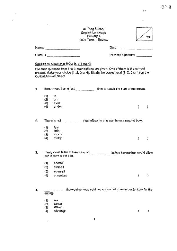 First page preview of P4 Eng 2024 WA1 — Ai Tong