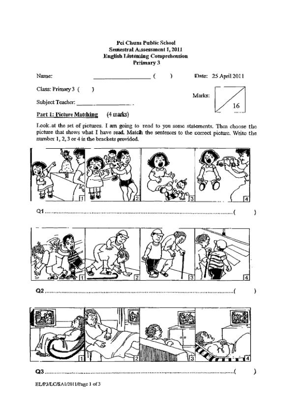 Pei Chun P3 Eng WA2 2011 exam paper PDF first page preview