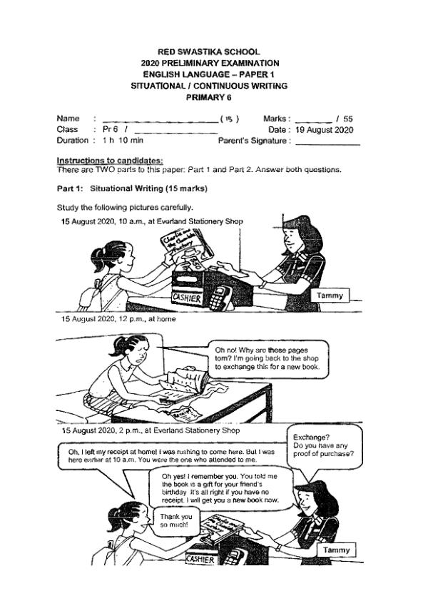 Red Swastika P6 Eng SA2 2020 exam paper PDF preview