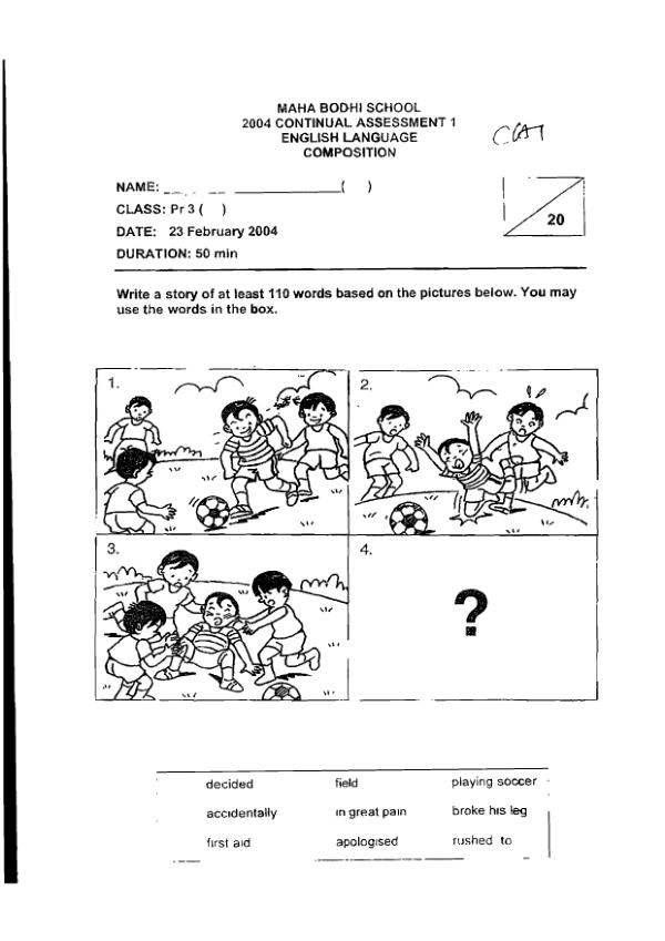 Maha Bodhi P3 Eng WA1 2004 exam paper PDF preview