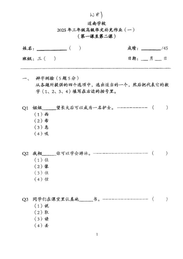 First page preview of P3 Chi 2025 WA1 — Tao Nan