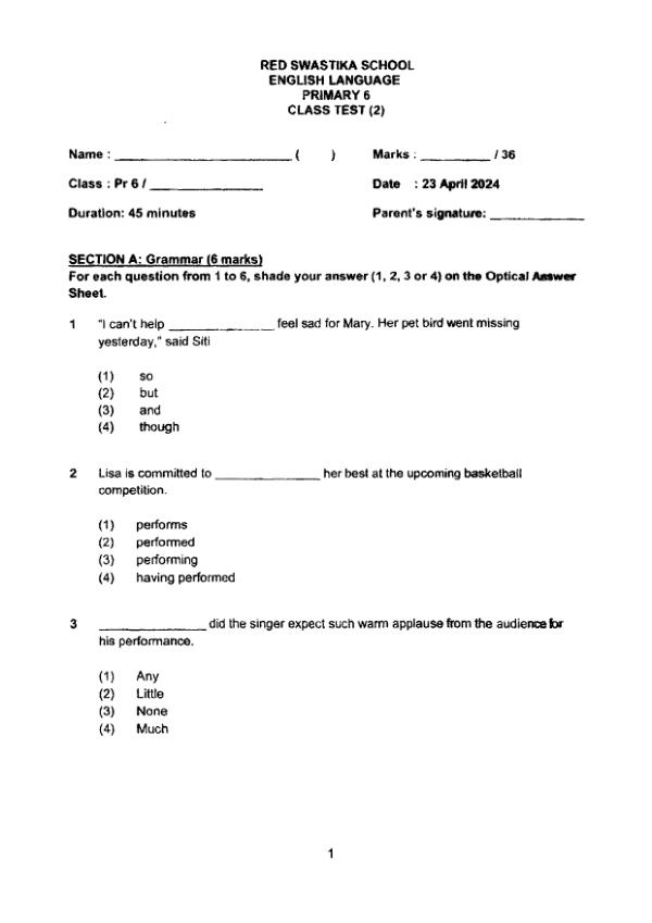 First page preview of P6 Eng 2024 WA2 — Red Swastika