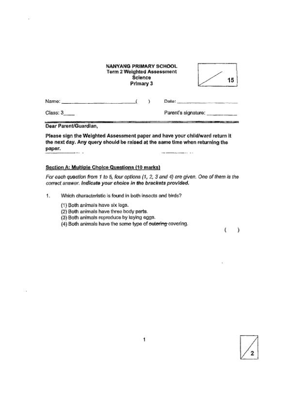 First page preview of P3 Sci 2024 WA2 — Nanyang