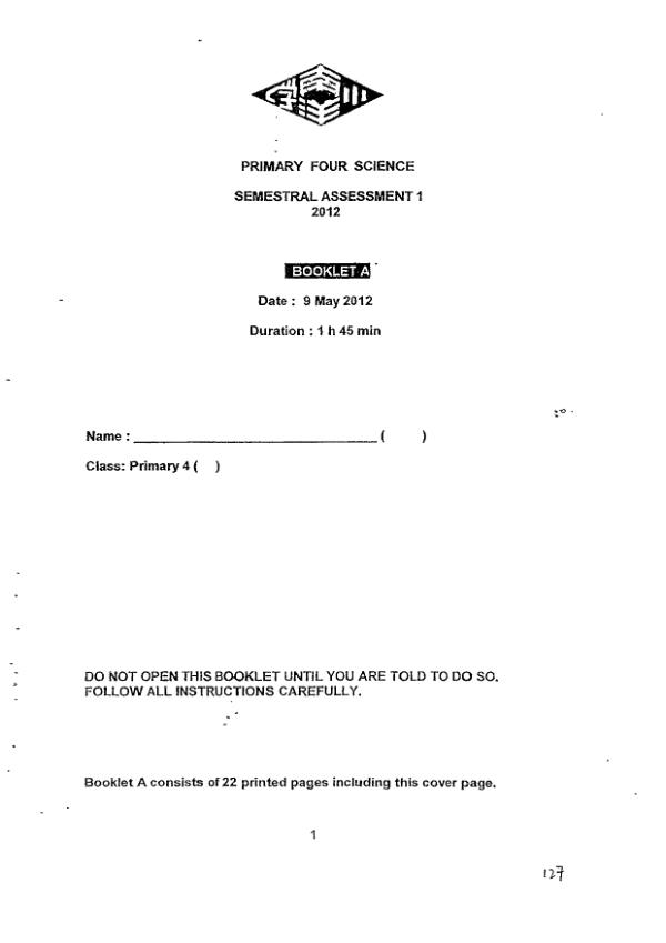 Nanyang P4 Sci WA2 2012 exam paper PDF preview