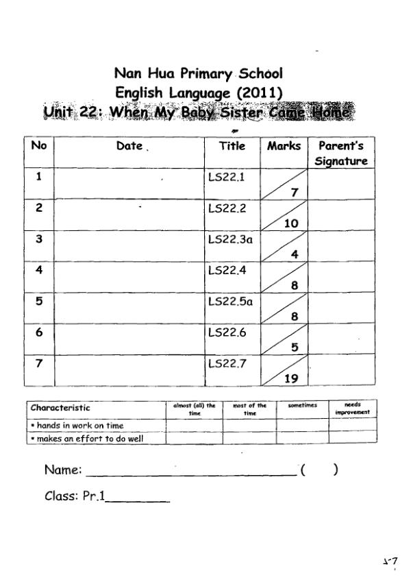 Nan Hua P1 Eng SA2 2011 exam paper PDF preview