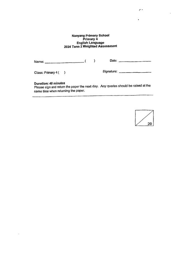 First page preview of P4 Eng 2024 WA2 — Nanyang