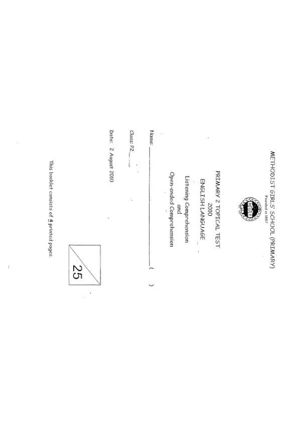 Methodist Girls P2 Eng WA3 2010 exam paper PDF first page preview