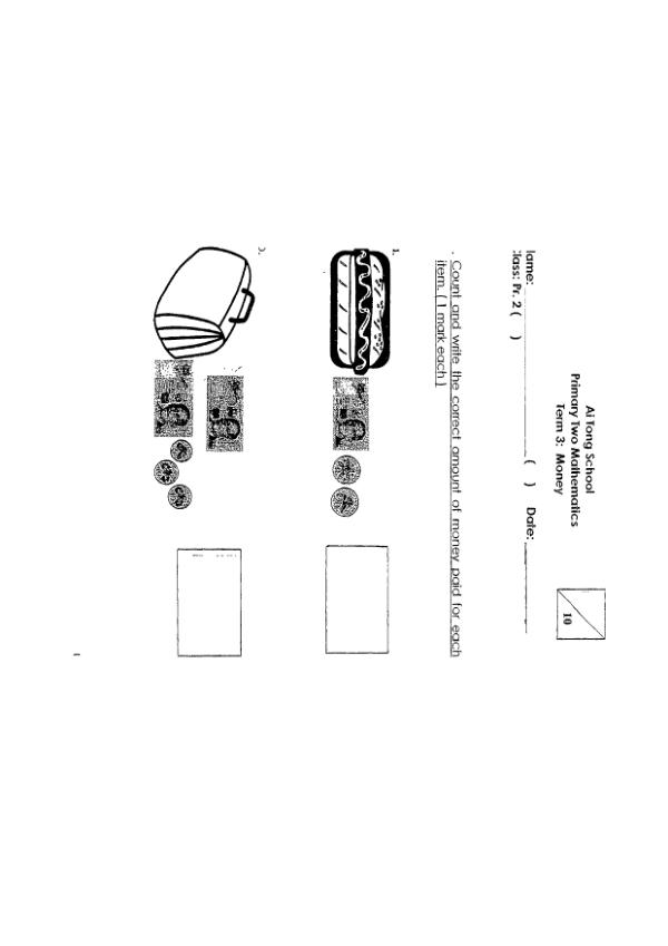 Ai Tong P2 Math WA3 2010 exam paper PDF preview