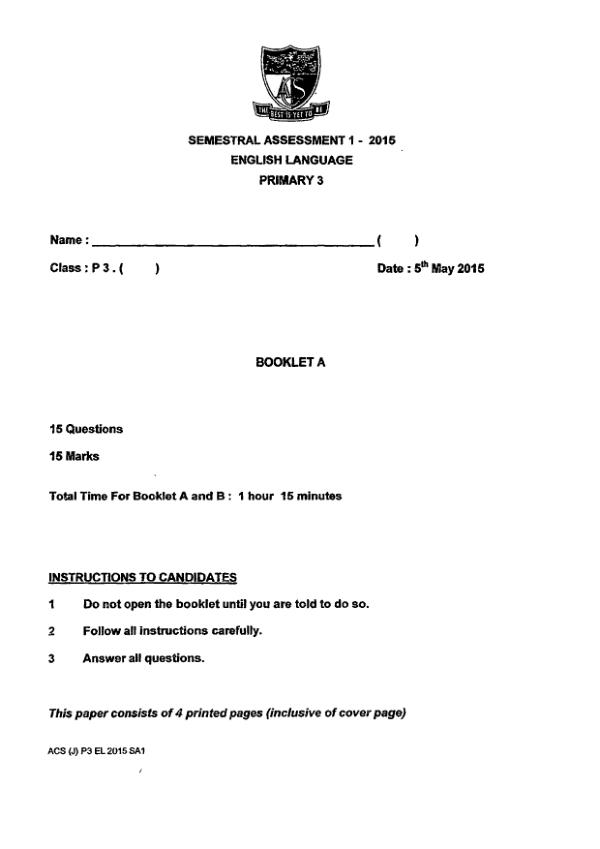 Anglo Chinese P3 Eng WA2 2015 exam paper PDF preview