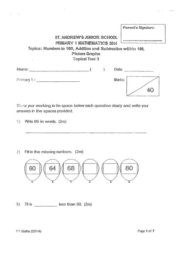First page preview of P1 Math 2014 WA3 — St Andrews