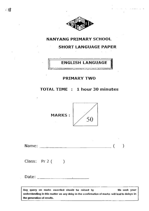 Nanyang P2 Eng WA3 2016 exam paper PDF first page preview
