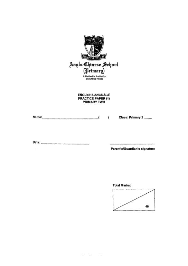 Anglo Chinese P2 Eng WA2 2019 exam paper PDF first page preview