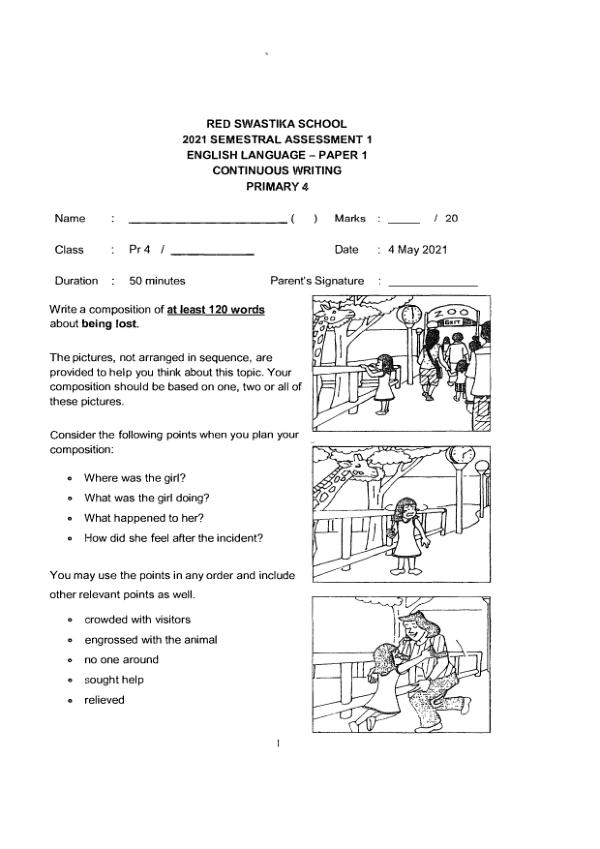 Red Swastika P4 Eng WA2 2021 exam paper PDF first page preview