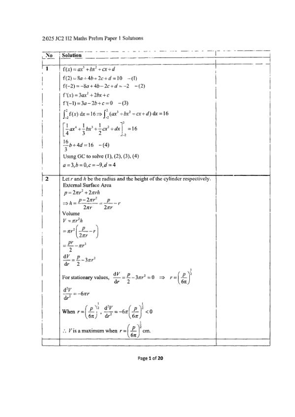 Testpaper Year : 2025 Testpaper Type : Prelims Testpaper Subject : Maths-H2 Download This Testpaper A Level Maths_H2 Prelim 2025 exam paper PDF preview