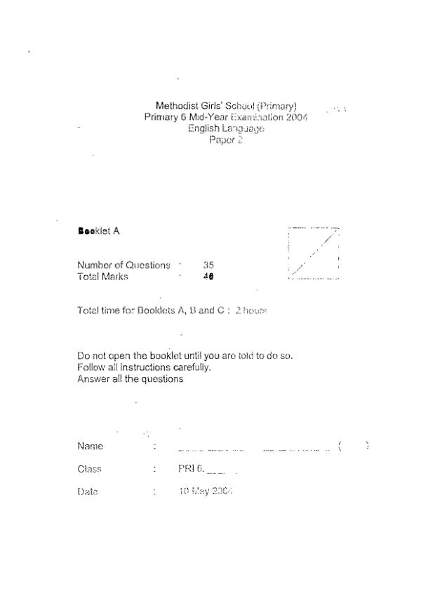 Methodist Girls P6 Eng WA2 2004 exam paper PDF preview